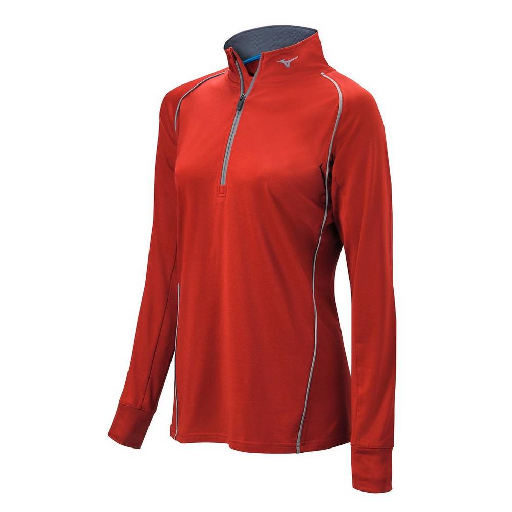 Pullover Mizuno Comp 1/2 Zip Long Sleeve Mujer Rojas Ofertas WUAK-27634